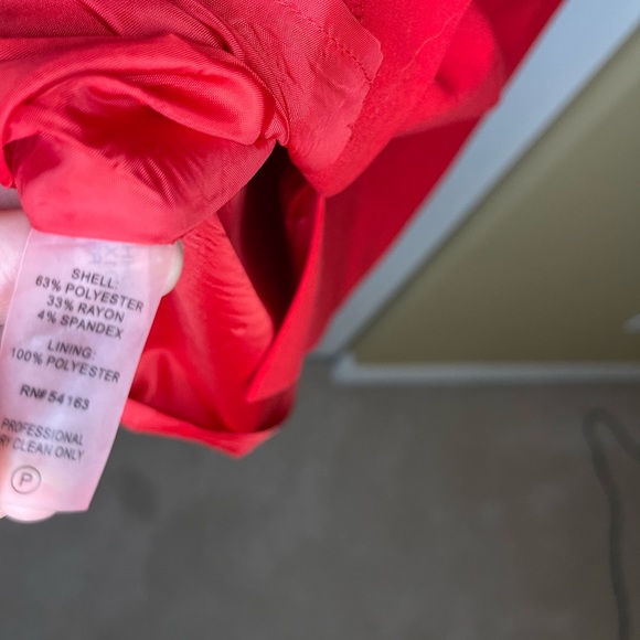 CALVIN KLEIN Red Asymmetric Ruffle Sleeveless Sheath Dress - Picture 10 of 16